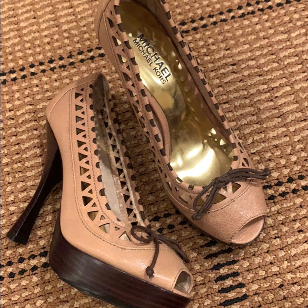 Michael Kors  peep toe platform pumps